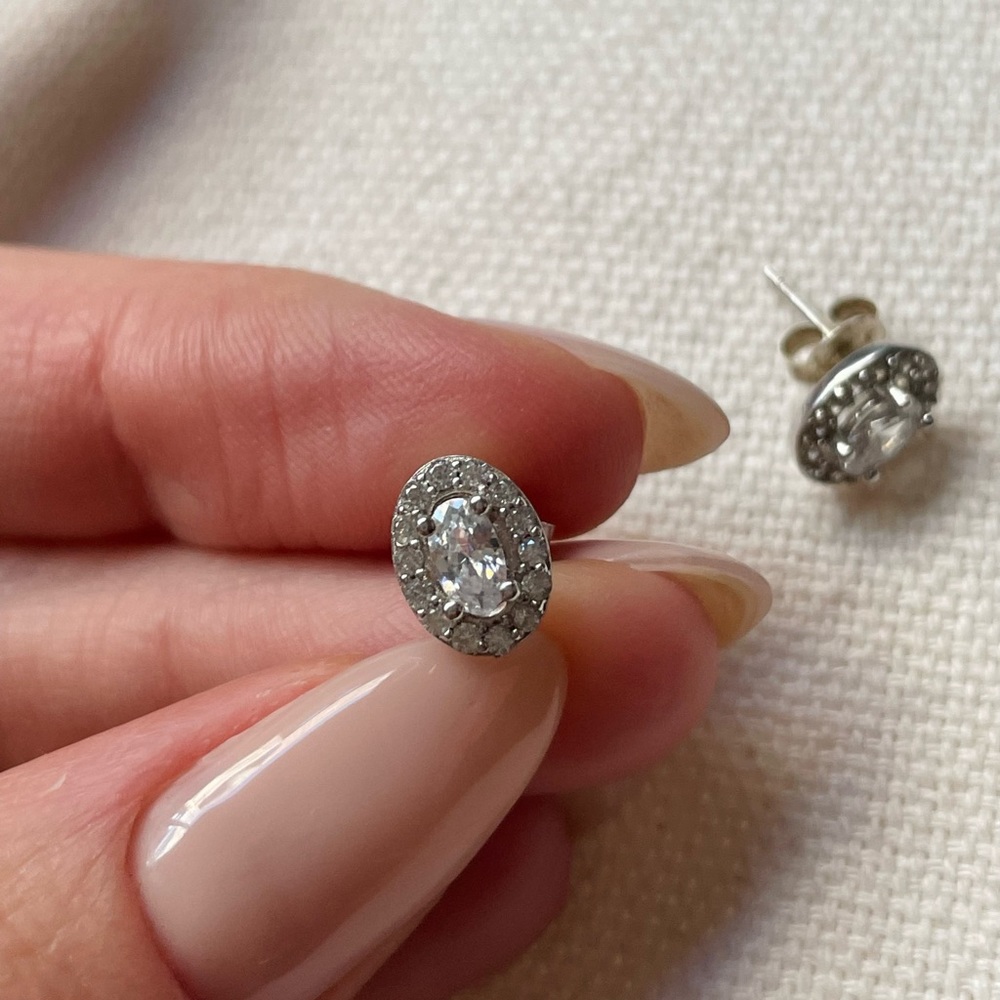 925 Silver Diamond Studs - image 2